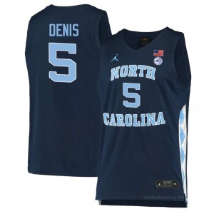 UNC Isaiah Denis #5 Navy College Jersey | Premium On-Court Men's Basketball Fan Gear 203i42oM