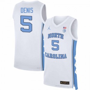 Isaiah Denis #5 North Carolina Tar Heels White Men's Basketball Jersey | March Madness Game-Ready Replica Collection 76peCj7I