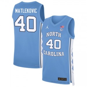 #40 Ivan Matlekovic Tar Heels Men's Player Jersey | Blue Basketball Premium Stitched Edition 15OjEO44
