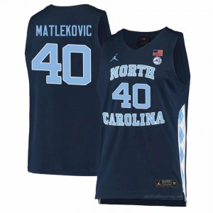Ivan Matlekovic #40 North Carolina Tar Heels Navy Men's Basketball Jersey | March Madness Game-Ready Replica Collection 975PxbcP