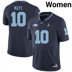 Drake Maye UNC Tar Heels #10 Navy Women's NCAA Football Jersey | Official Team Replica Apparel w32F6q12