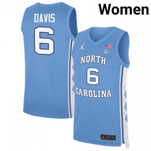 Elijah Davis #6 North Carolina Tar Heels Blue Women's Basketball Jersey | March Madness Game-Ready Replica Collection 982NdaK7