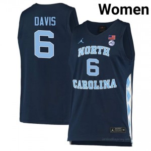 Elijah Davis UNC Tar Heels #6 Navy Women's NCAA Basketball Jersey | Official Team Replica Apparel 58Y7G643