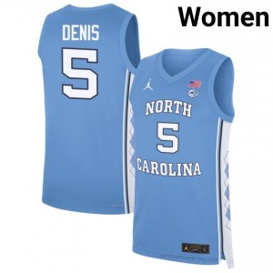 Isaiah Denis UNC Tar Heels #5 Blue Women's NCAA Basketball Jersey | Official Team Replica Apparel 642ur4dI