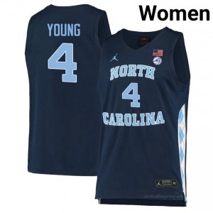 Jaydon Young #4 North Carolina Tar Heels Navy Women's Basketball Jersey | March Madness Game-Ready Replica Collection 83PWBGA4