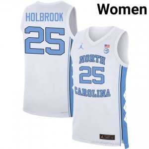 #25 John Holbrook Tar Heels Women's Player Jersey | White Basketball Premium Stitched Edition 56tab0mt