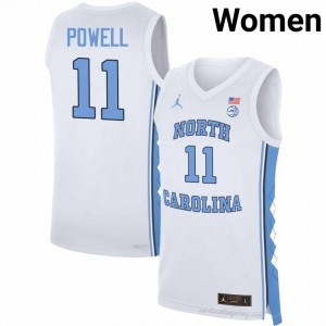 Jonathan Powell UNC Tar Heels #11 White Women's NCAA Basketball Jersey | Official Team Replica Apparel 49V4EG58