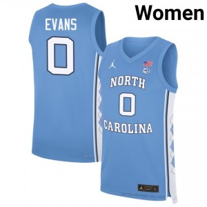 Kyan Evans #0 North Carolina Tar Heels Blue Women's Basketball Jersey | March Madness Game-Ready Replica Collection 98033655