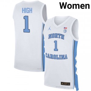 Zayden High UNC Tar Heels #1 White Women's NCAA Basketball Jersey | Official Team Replica Apparel 92KDsg2u