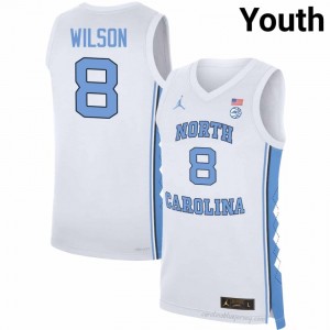 Caleb Wilson UNC Tar Heels #8 White Youth NCAA Basketball Jersey | Official Team Replica Apparel 203raO5L