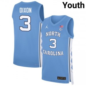 North Carolina #3 Derek Dixon Blue Jersey | Youth High School Basketball Game-Ready Gear 6373480T