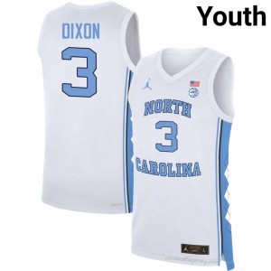 Derek Dixon #3 North Carolina Tar Heels White Youth Basketball Jersey | March Madness Game-Ready Replica Collection 31526152
