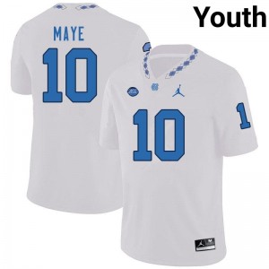 North Carolina #10 Drake Maye White Jersey | Youth High School Football Game-Ready Gear C6438267