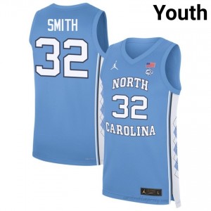 Evan Smith UNC Tar Heels #32 Blue Youth NCAA Basketball Jersey | Official Team Replica Apparel 930603I7