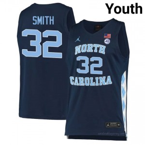 North Carolina #32 Evan Smith Navy Jersey | Youth High School Basketball Game-Ready Gear 83j1oXd6