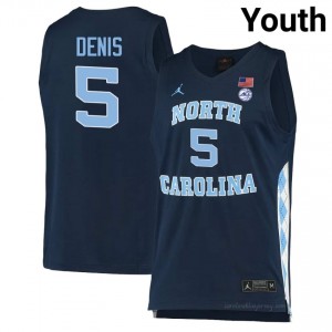 Isaiah Denis UNC Tar Heels #5 Navy Youth NCAA Basketball Jersey | Official Team Replica Apparel 771s8DAj