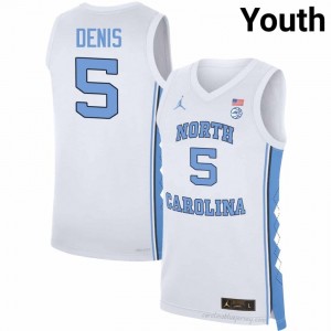 UNC Isaiah Denis #5 White College Jersey | Premium On-Court Youth Basketball Fan Gear 337apf00