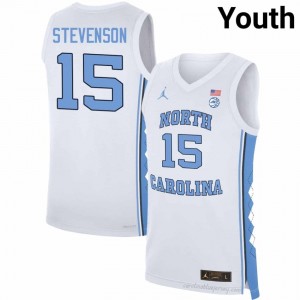 #15 Jarin Stevenson Tar Heels Youth Player Jersey | White Basketball Premium Stitched Edition 6910R13a