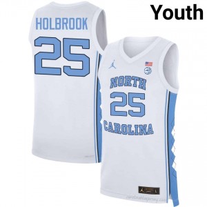 UNC John Holbrook #25 White College Jersey | Premium On-Court Youth Basketball Fan Gear 13q0Pw51