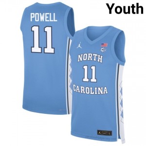 North Carolina #11 Jonathan Powell Blue Jersey | Youth High School Basketball Game-Ready Gear 14DH108E
