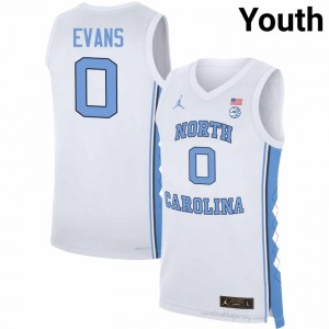 North Carolina #0 Kyan Evans White Jersey | Youth High School Basketball Game-Ready Gear 63A053hP