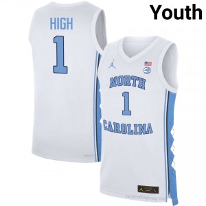 Zayden High #1 North Carolina Tar Heels White Youth Basketball Jersey | March Madness Game-Ready Replica Collection 316pAeR4